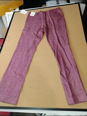 Murano Baird McNutt Linen Pants Men's 32x34 Raspberry Flat Straight Leg NWT
